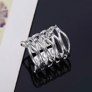 NEW Silver Plated Adjustable Wide Ring Mesh Design